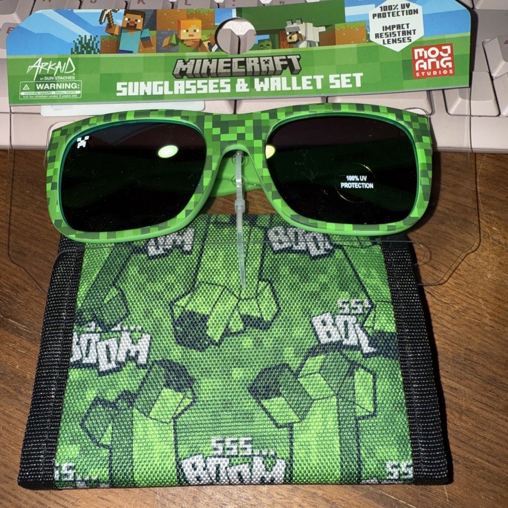 Minecraft‎ Sunglasses & Wallet 2 Piece Set UV Protection Impact Resistant 3+ B1